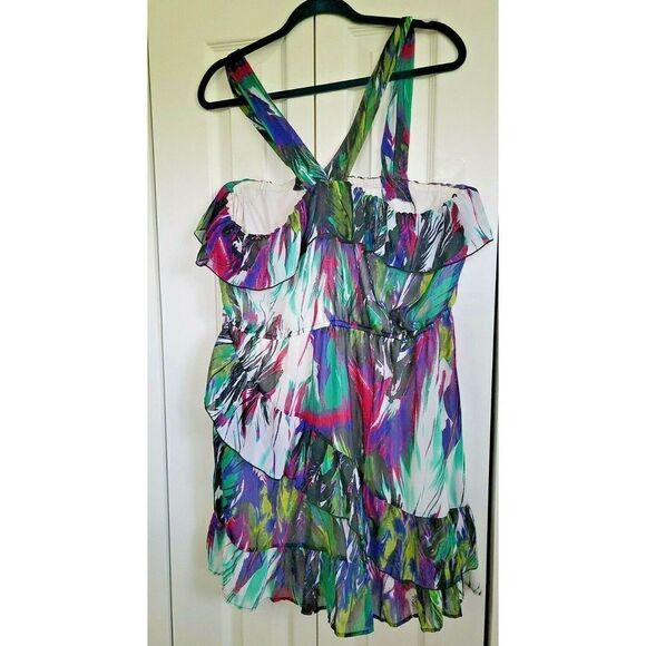 Johnny Martin XXL Paint Splatter Design‎ Short Dress 2X Made in USA Ruffles - Picture 1 of 7
